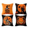 Catzon 4 Pcs Scary Throw Pillow Covers Linen Cushion Case for Decor 40X40cm