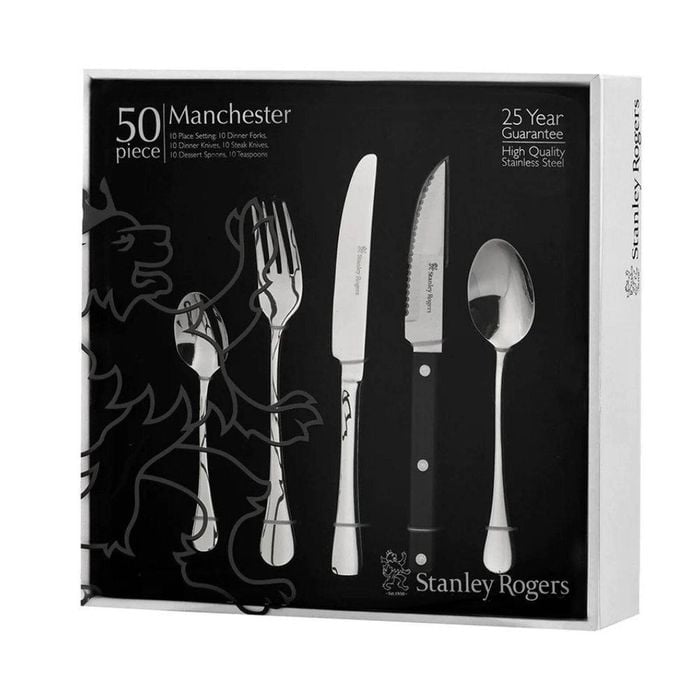 Stanley Rogers 50 Piece Manchester Stainless Steel Cutlery Set 50pc