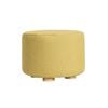 La Bella Mustard Yellow  Fabric Ottoman Round Wooden Leg Foot Stool