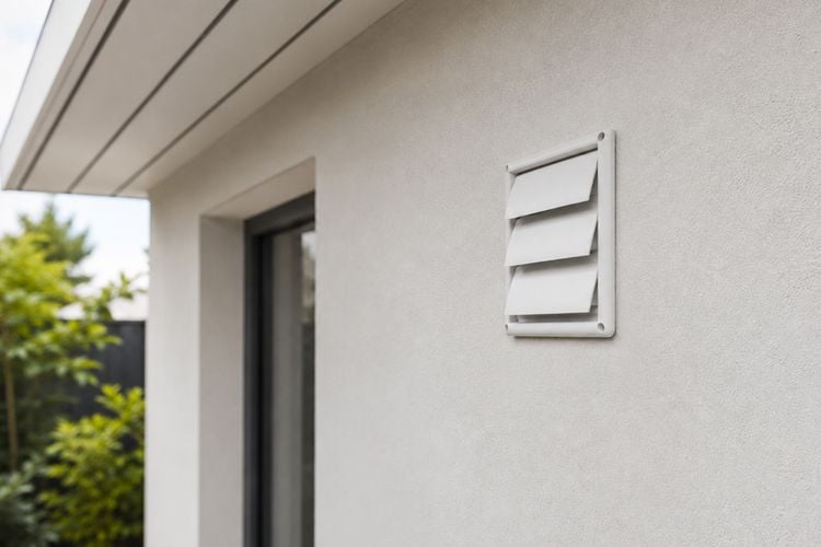 Vent mounted on an external home wall.
