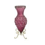 Soga 67cm Purple Glass Tall Floor Vase With Metal Stand