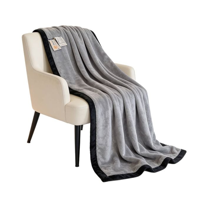 SOGA Silver Flannel Polyester Throw Blanket 200x230cm
