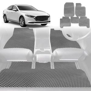 6D Diamond Car Floor Mats for Mazda 3 2019-Current-Full Set-Grey-Outback GT