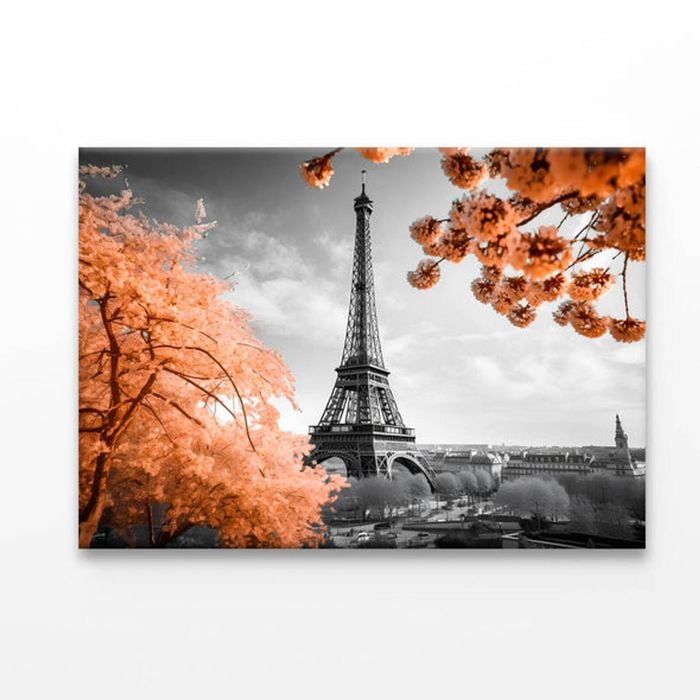 Black Peach Eiffel Tower  Print 100% Australian Made 90 x 60cm  (Acrylic)