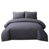 Provecta 1000TC Silk Satin Striped Quilt Cover Set Grey, 180cm x 210cm，Double