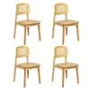 Levede 4Pcs Rattan Back Solid Wood dining Chair