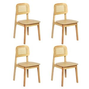 Levede 4Pcs Rattan Back Solid Wood dining Chair