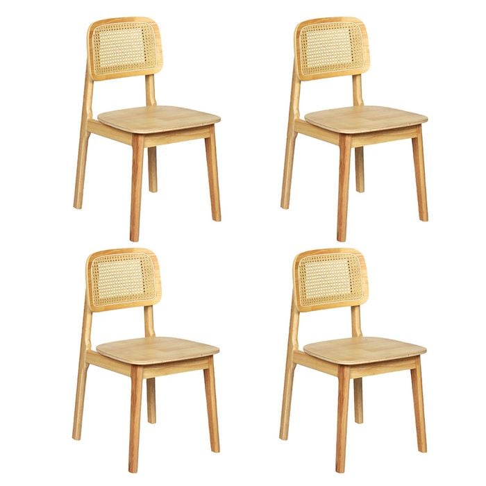 Levede 4Pcs Rattan Back Solid Wood dining Chair