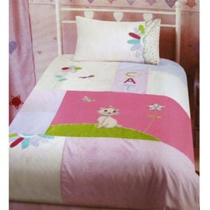 Bloomington Kitty Cat Embroidered Quilt Cover Set Single 140 x 210 cm