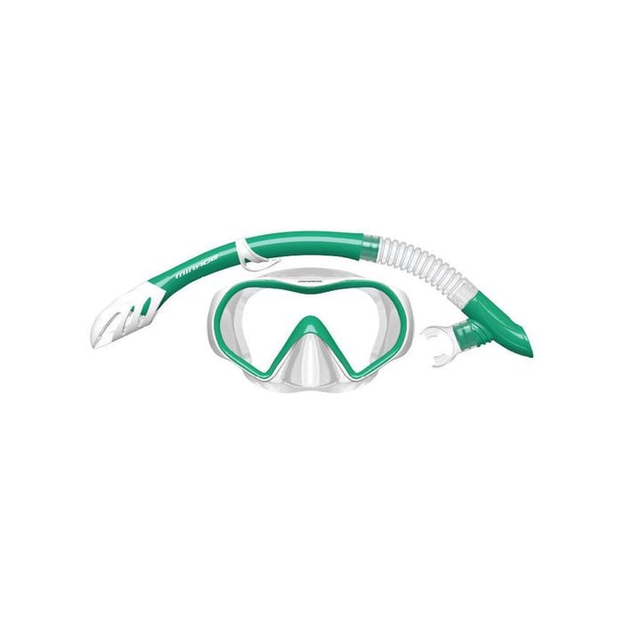 2pc Mirage Explorer Snorkelling/Swimming Mask & Snorkels Set Green