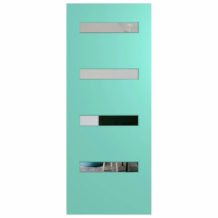 Hume 2040 x 820 x 40mm Entrance Door Duracote Bushfire G1 Glass BFR4
