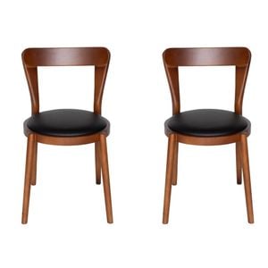 SK Designer Living | Pack of 2 | Replica Passoni Pagaia Dining Chair | PU Leather - Walnut & Black
