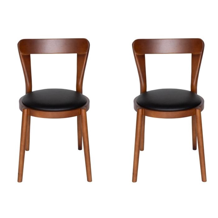 SK Designer Living | Pack of 2 | Replica Passoni Pagaia Dining Chair | PU Leather - Walnut & Black