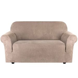 Smarcute 2 Seater Stretch Suede Soft Luxurious Fabric Sofa Cover Sand