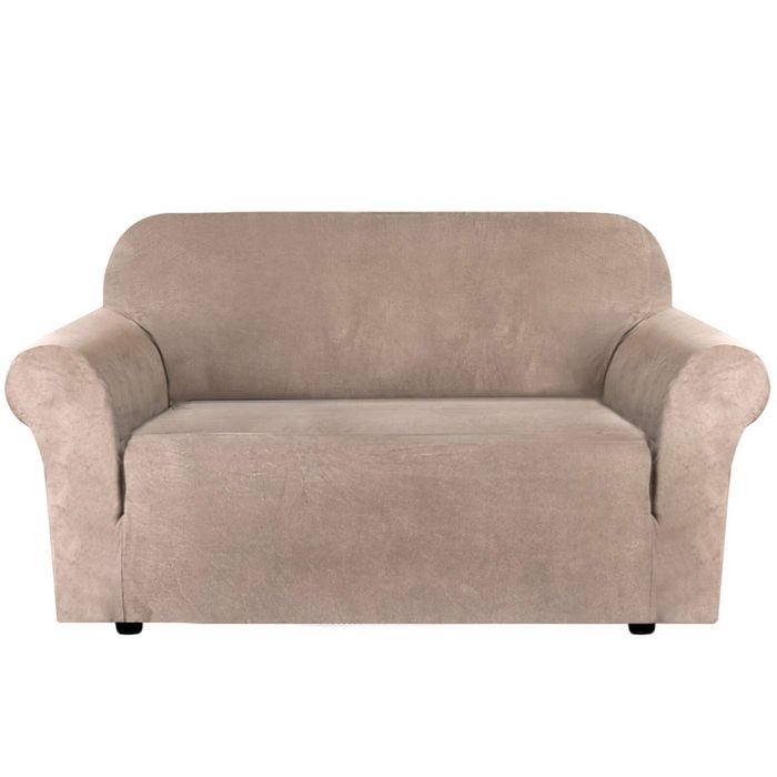 Smarcute 2 Seater Stretch Suede Soft Luxurious Fabric Sofa Cover Sand