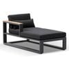 Balmoral Outdoor Aluminium And Teak Timber Daybed Chaise Lounge Left & Denim Grey Cushions