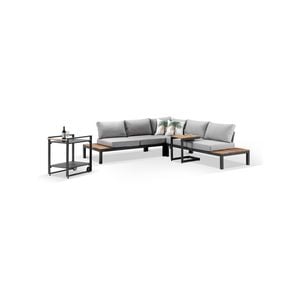 Nova Outdoor Aluminium Lounge With Bar Cart & Side Table