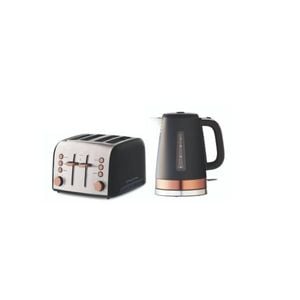 Russell Hobbs Brooklyn 4 Slice Toaster Kettle Set - Black/copper