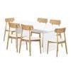 Oikiture 1.8m Dining Table and Chairs Wooden Furniture Set of 7 Natural & White