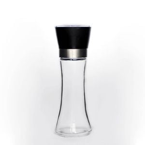 1x 180ml Glass Salt Or Pepper Grinder 18cm - Adjustable Ceramic Core Tall Mill