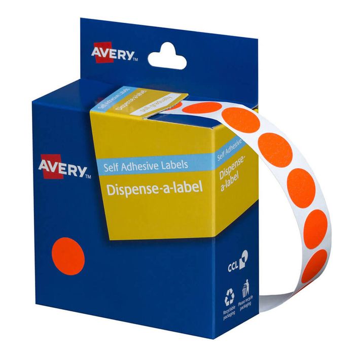 Avery Self-Adhesive Dot Labels 14mm (700pcs) (Fluoro Red)