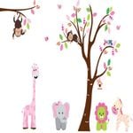 Allwallstickers Large Multicolour Jungle Animals & Monkey in tree   Extra Large   Kid's / Nursery wall decal Wall decal