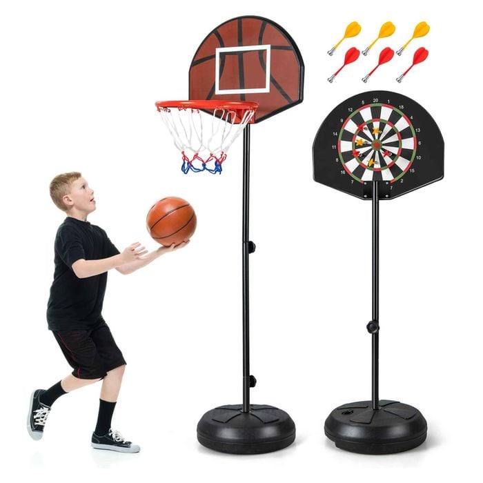 Costway 2in1 Basketball Hoop Stand System Double-sided Backboard 6 Dart