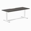 Desky Fixed Height Burnished Wood Scalloped Melamine Desk 180x75cm White Leg
