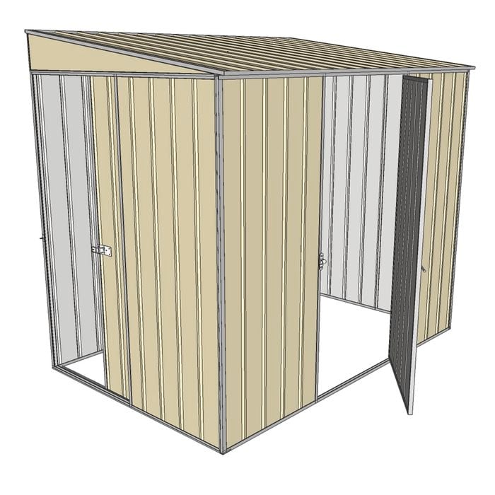Build-a-Shed 1.5 x 2.3 x 2m Sliding Door Tunnel Shed with Hinged Side Door - Cream