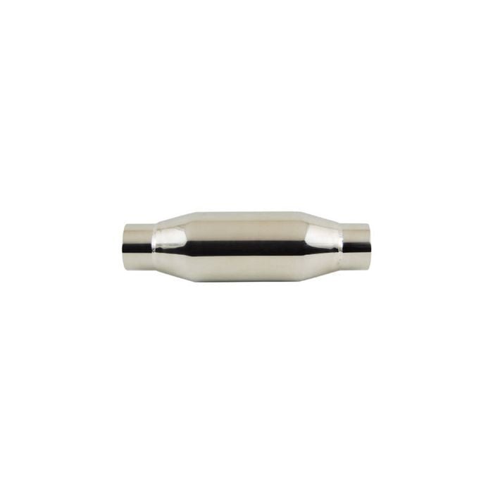 Outlaw Polished T-304 Stainless Steel Resonator, 2-1/4" Inlet/Outlet, 3-1/2" x 12" Overall