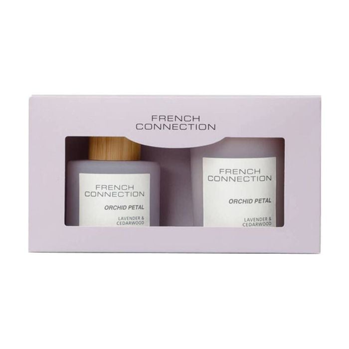 French Connection Candle & Diffuser Gift Set Orchid Petal Lavender Cedarwood