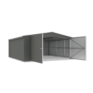 Absco Structures 5.64mW x 5.49mD x 2.64mH Woodland Grey Double Barn Door Garage