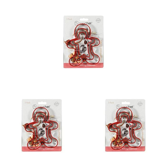 3x 3pc Topchef Stainless Steel Ginger Bread Cutters Baking Set Assorted
