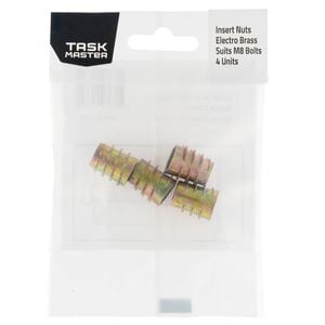 Taskmaster M8 x 15mm Brass Plated Curved Insert Nuts - 4 Pack