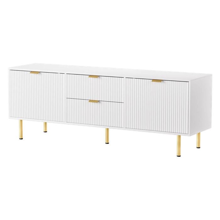 Levede 160CM Textured TV Cabinet with 2 Drawers White