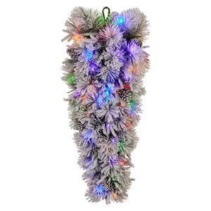 Christabelle 90cm Alpine Snow Christmas Garland Teardrop Pre Lit Multi Function LED Timer Flocked Pine Cones Home