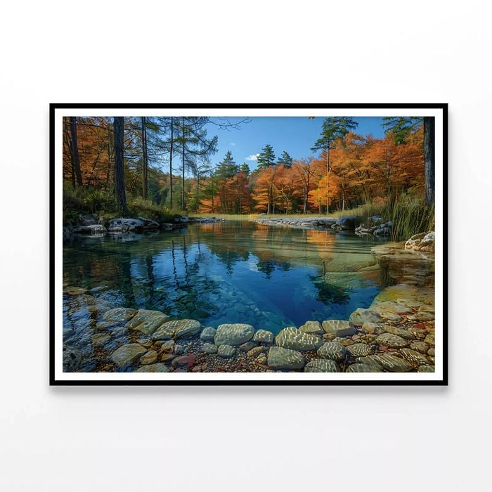 Autumn Trees Reflected In Water  Print 100% Australian Made 120x90cm  (Poster)