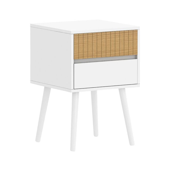 Sarantino Clio Bedside Table Night Stand - White Natural