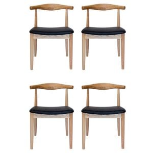 Sk Designer Living | Pack Of 4 | Replica Hans Wegner Elbow Chair Ch20 - Natural & Black