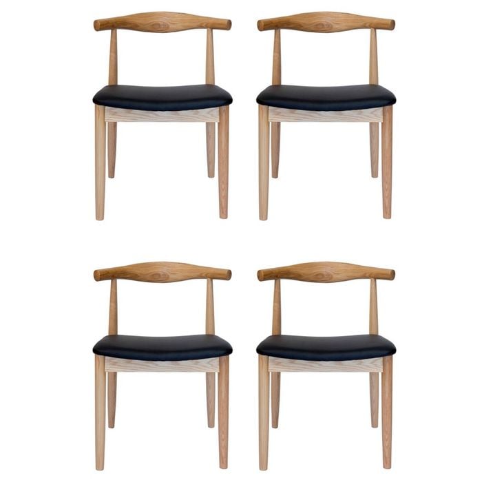 Sk Designer Living | Pack Of 4 | Replica Hans Wegner Elbow Chair Ch20 - Natural & Black