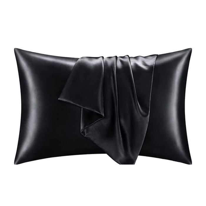 Catzon 2 Pcs 51 X 91cm Satin Pillowcases for Hair and Skin with Envelope Closure-Black(K)