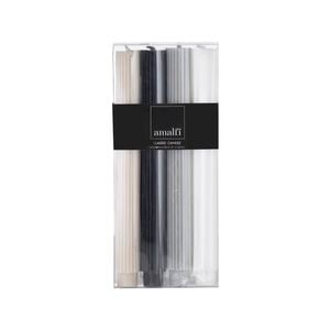 Amalfi Ribbed Dinner Candles Set/4 Black/White/Grey/Taupe 2.7x2.7x25cm
