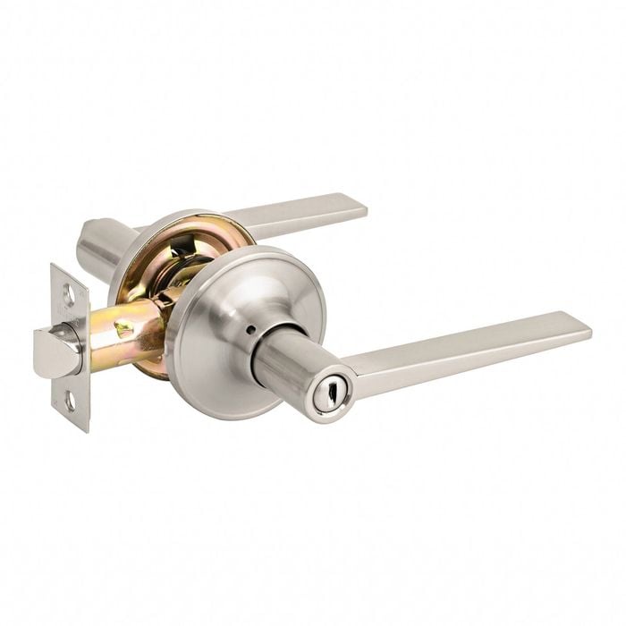 Ikonic Brushed Nickel Orbis Privacy Lever Set
