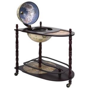 vidaXL Eucalyptus Freestanding Globe Bar Wind Stand Green Storage
