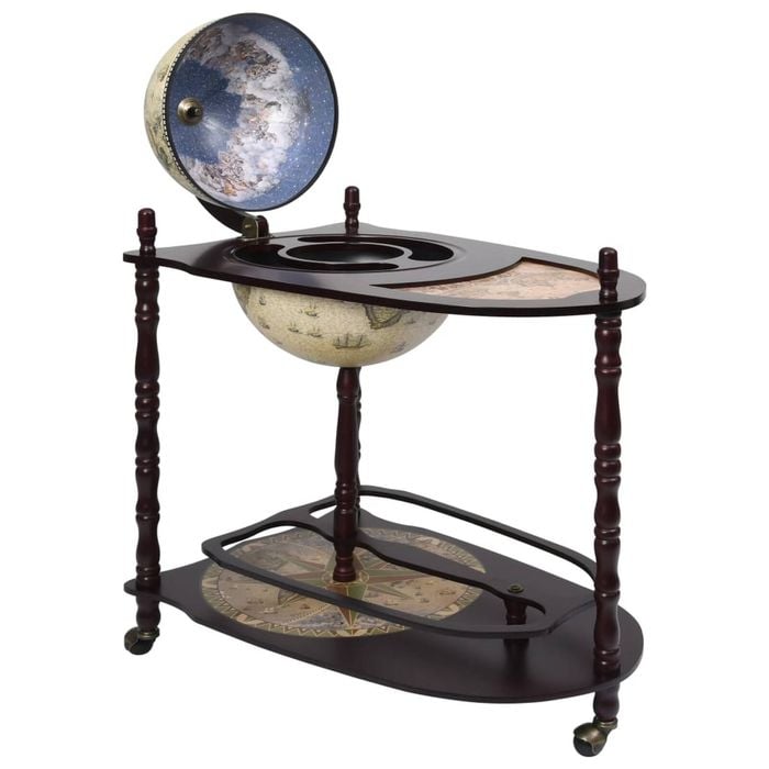 vidaXL Eucalyptus Freestanding Globe Bar Wind Stand Green Storage