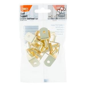 Taskmaster 6mm Pin Gold Plated Shelf Supports - 12 Pack