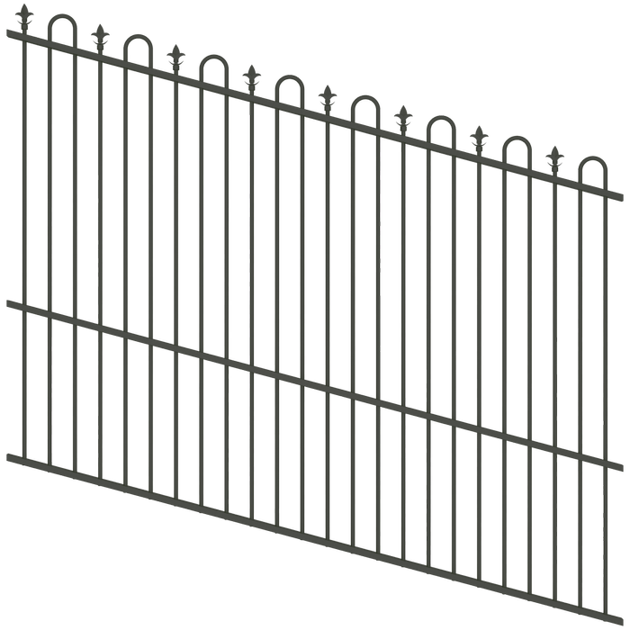 ProtectorAl 1201-2400W x 1800H Woodland Grey Loop & Spear Top Pool Fence Panel Raked Up to 15º