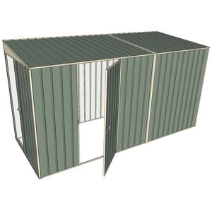 Build-a-Shed 1.5 x 3.7 x 2m Sliding Door Tunnel Shed with Hinged Side Door - Green