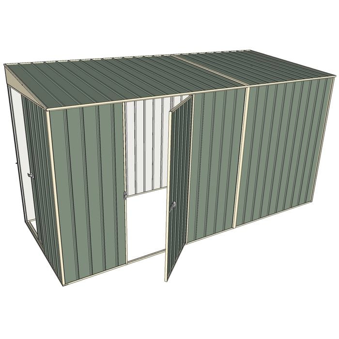 Build-a-Shed 1.5 x 3.7 x 2m Sliding Door Tunnel Shed with Hinged Side Door - Green