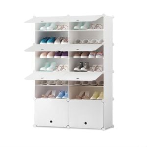 SOGA 7 Tier 2 Column Shoe Rack White
